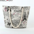 Paris Tower Canvas Handbag – Large Capacity Travel Tote